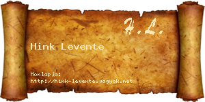 Hink Levente névjegykártya